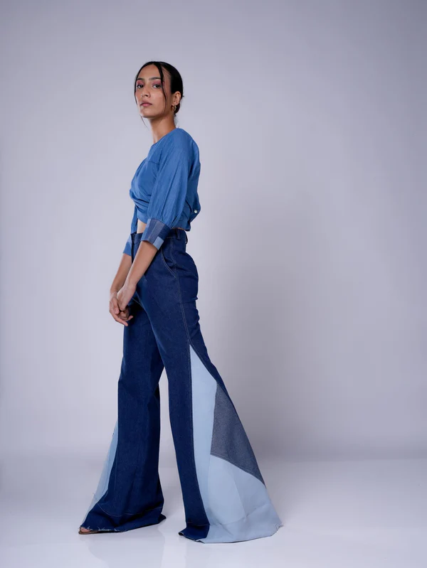 PATCH GODET PANT DARK BLUE