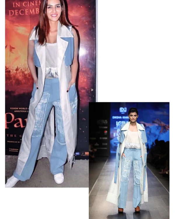 DENIM TRENCH WITH DISTRESSED POCKETS